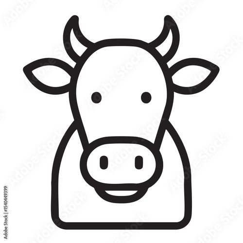 Cow Icon: A charming line art illustration of a cow, offering a delightful minimalist aesthetic. Perfect for various design projects.