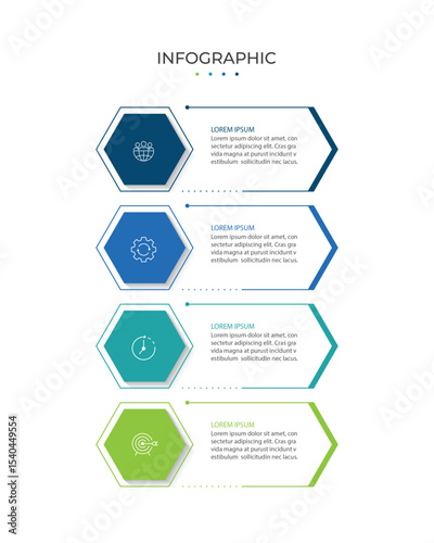 Infographic design template with 4  options, steps or processes. Can be used for workflow layout, diagram, annual report, web design