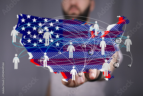 Visual representation of nationwide connections.  Perfect for business, communication, and networking.