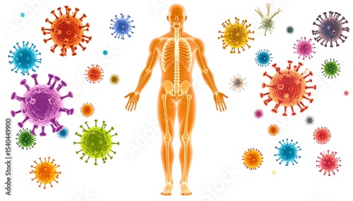 Human body viruses immune system.