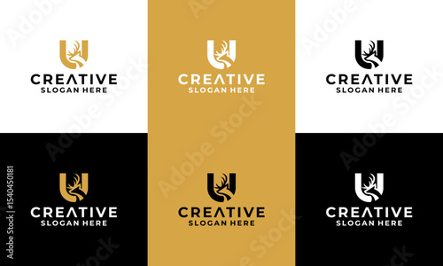 letter U deer logo