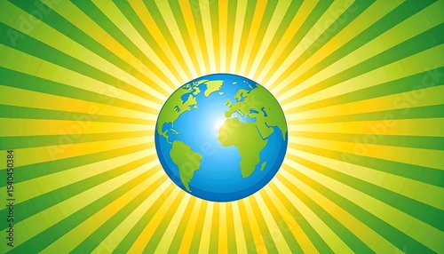 Green Earth Sunburst Background.