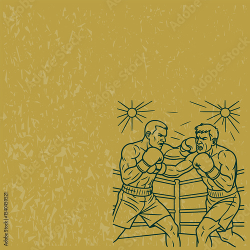 Boxing Match Illustration Minimalist Editable Vector