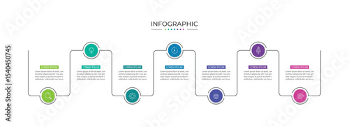 Infographic 7 options design elements for your business data. Vector Illustration.