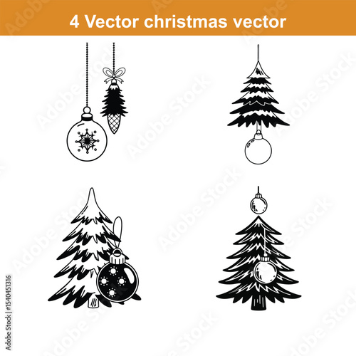 Christmas icon On A Flat Circle,Christmas Ornament,Christmas Balls Icon with Long Shadow