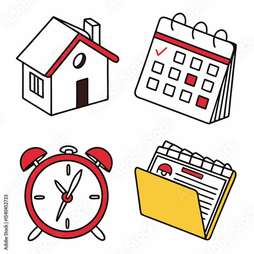 House calendar clock folder time management schedule planning organization