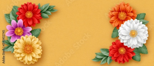 Colorful floral arrangement for text overlay bright background digital art creative design vibrant colors handmade concept