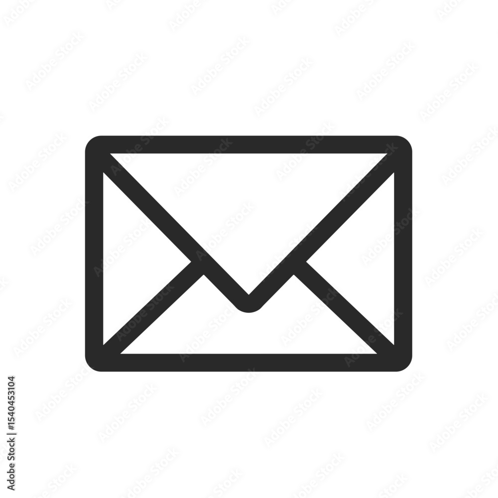 Black envelope icon on white background for communication symbol Black envelope icon on white background for communication symbol