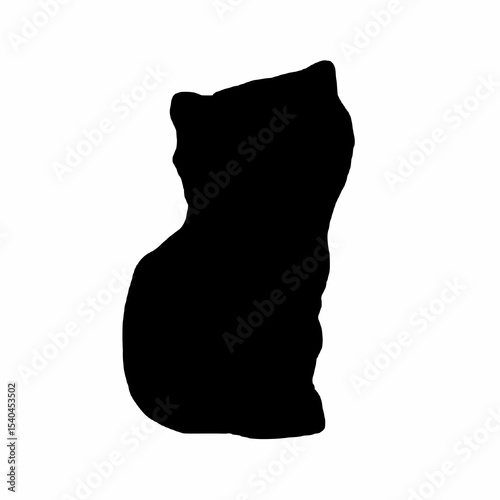 Sitting Cat Silhouette with Upright Posture