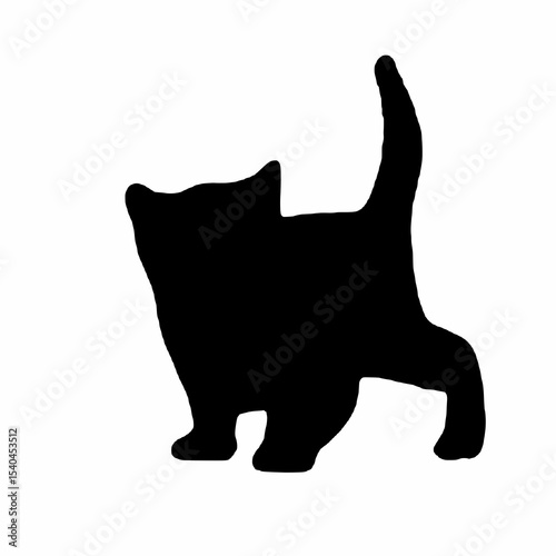 Playful Cat Silhouette Standing with Raised Tail