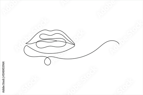 Simple illustration of lips vector continuous single line art
