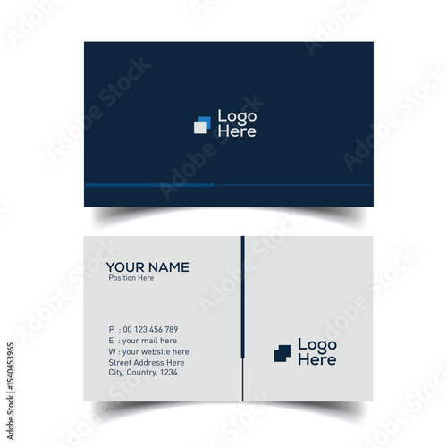 Two side business card design with modern elements for corporate professionals in a deep blue and gray color combination