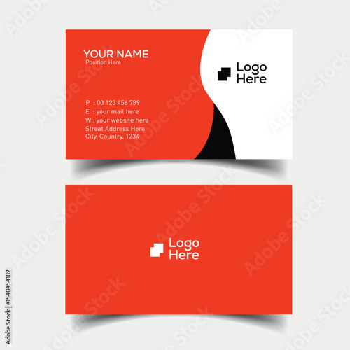 Colorful business card template with modern design for artists and content creators in an orange color combination