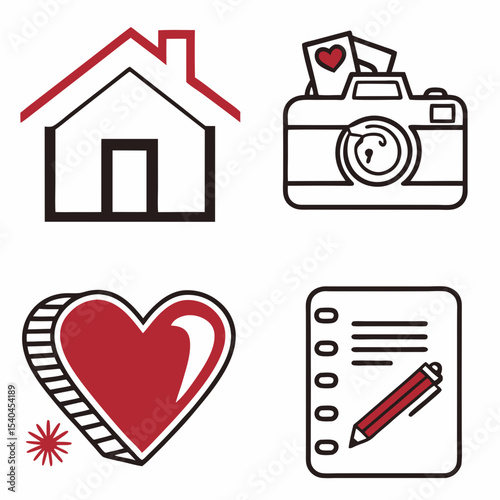 Home sweet home camera heart checklist love house