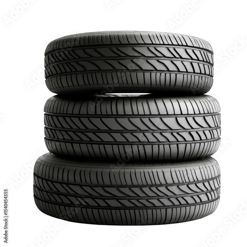 Three tires stacked vertically, dark gray
