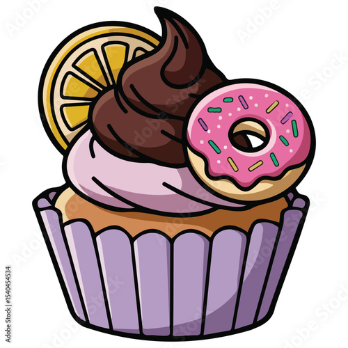 Party cupcakes flavors set vector isolated white background