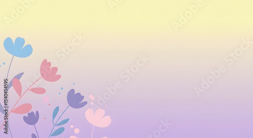 Abstract floral background with pink and purple flowers, a beautiful spring and summer vector illustration for cards or wallpaper design