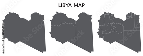 Libya map in set. Map of Libya in set with grey color