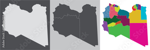 Libya map in set. Map of Libya in set with multicolor