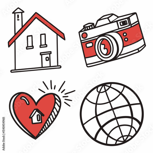House camera heart globe travel home sweet home