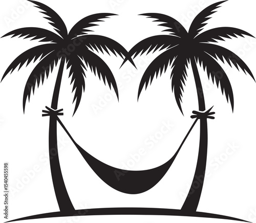Tropical beach with palm tree silhouette and ocean view vector illustration