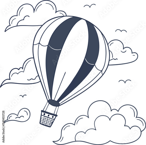 Elegant Hot Air Balloon Design perfect for branding projects, logos, and whimsical illustrations.