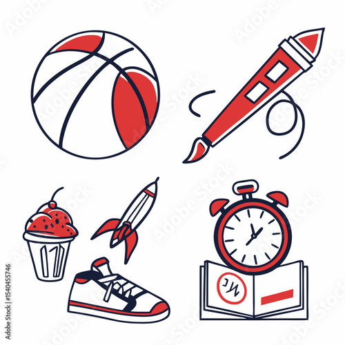 Professional vector icons set back to school theme transparent background