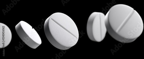 The collection of white pills showcasing varied sizes and designs against a dark background.