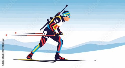 Biathlon Athlete Skiing Sport Competition Winter Race Nordic Skiing
