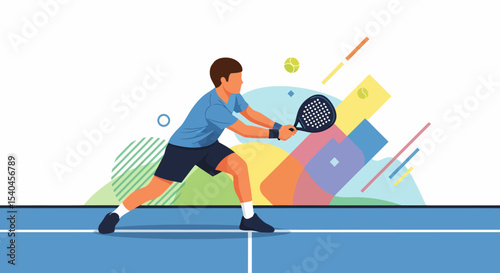 Padel Player Ready To Serve A Colorful Vector Illustration