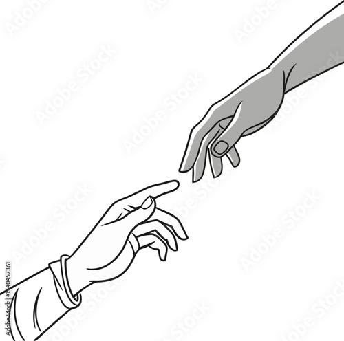 Elegant hands reaching design ideal for logo branding and corporate identity projects