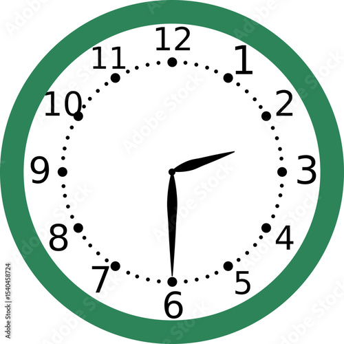 Analog Wall Clock Showing 2:30 O'Clock with Green Circular Frame