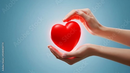 Holding Red Heart Shape in Gentle Hands Tenderly Giving Love