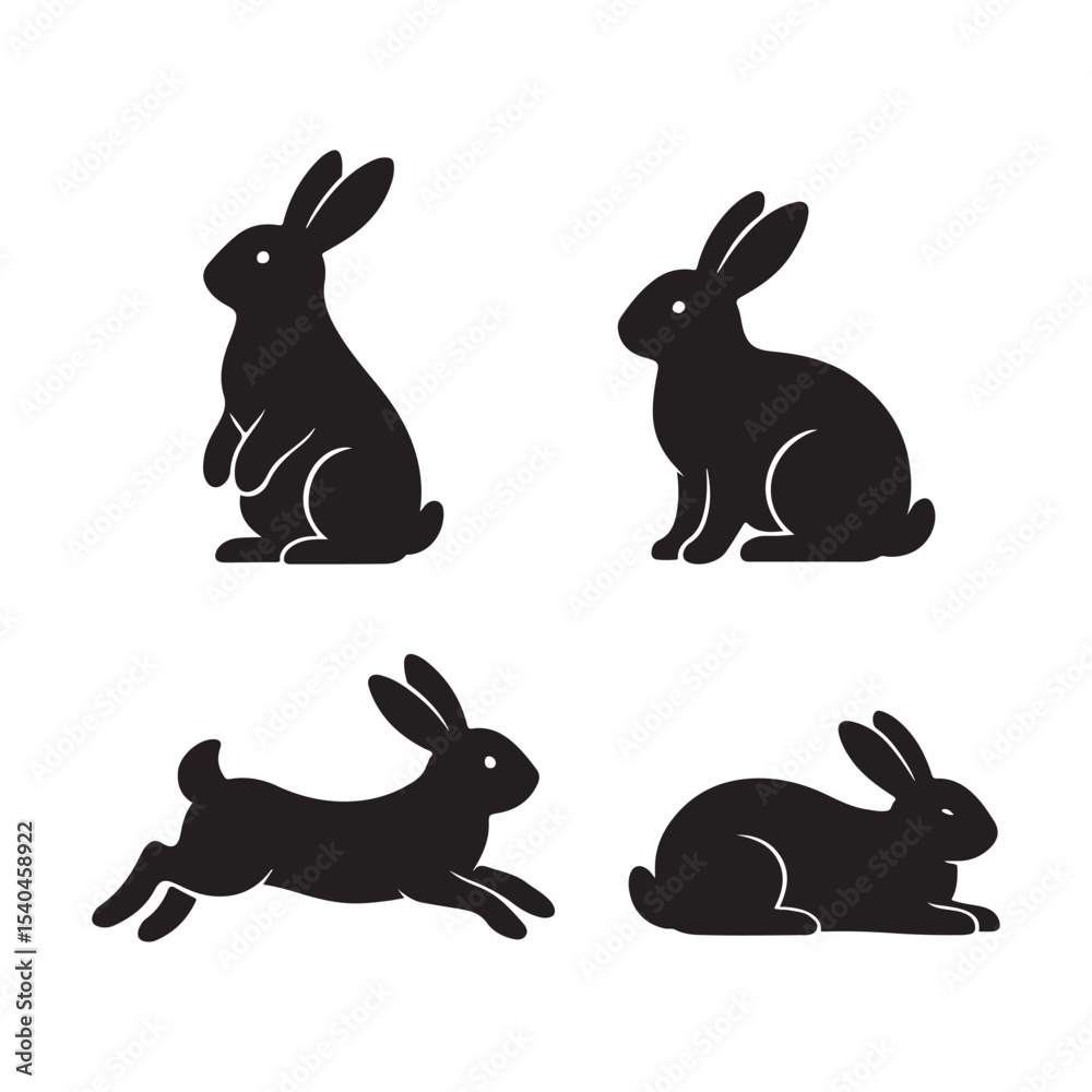 Obraz premium vector illustration of rabbits silhouettes