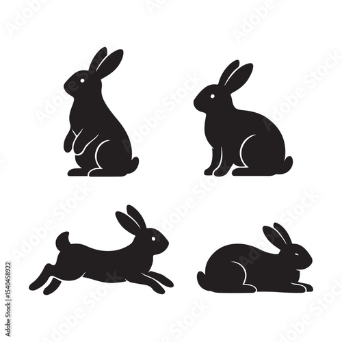 vector illustration of rabbits silhouettes