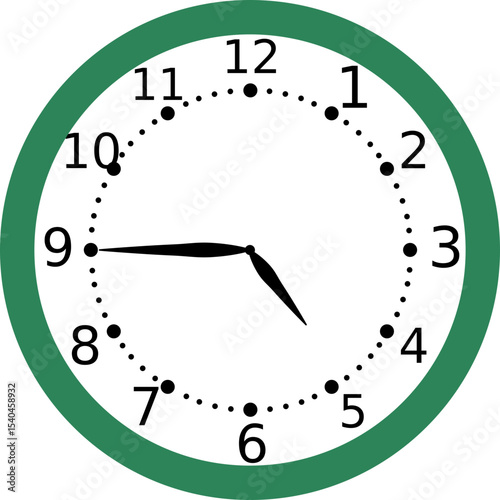 Analog Wall Clock Showing 4:45 O'Clock with Green Circular Frame