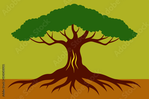 Majestic Tree Illustration Nature's Strength and Resilience