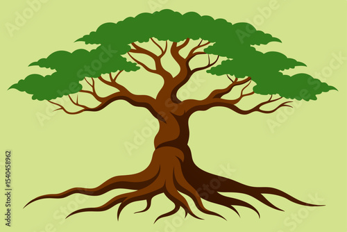 Majestic Oak Tree Illustration Nature's Ancient Wisdom and Strength