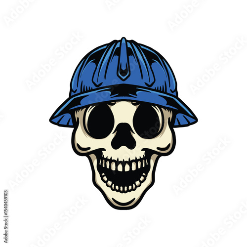 skull with a hard hat construction