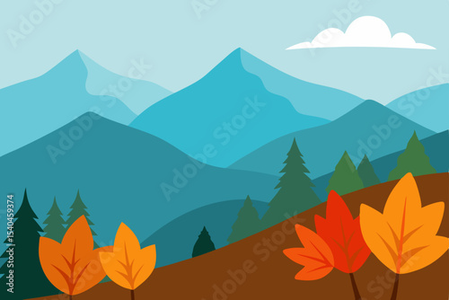 Autumn Mountain Landscape Vibrant Fall Foliage and Majestic Peaks