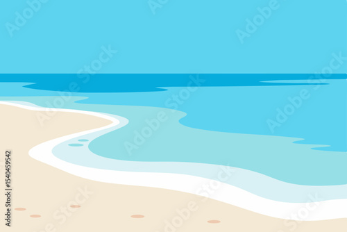 Serene Beach Scene Tranquil Ocean Waves and Sandy Shore