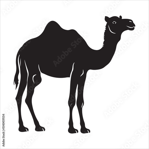 Elegant Camel Silhouette A Minimalist Design, Perfect for Branding or Decoration, Stylish and sophisticated, Camel silhouette illustration featuring positive and negative space in black and white 