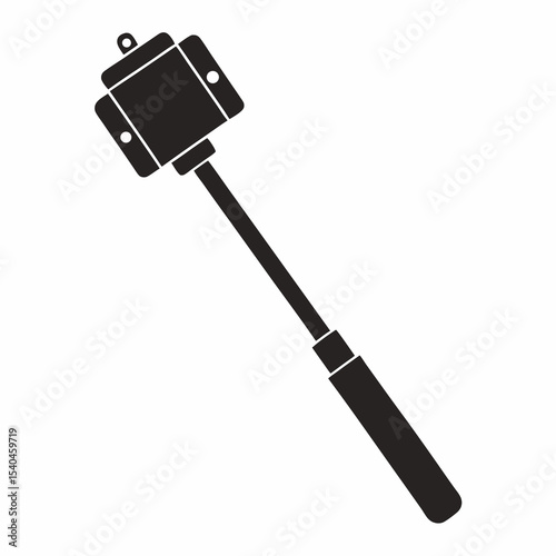 Selfie Stick vector silhouette black on white background