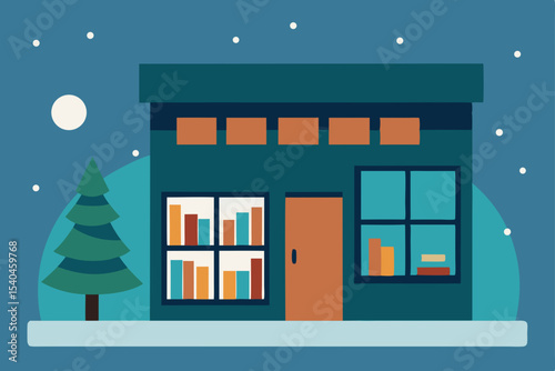 a boutique corner bookstore with glowing shelves  .svg
