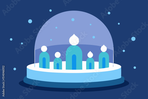 a carousel of glowing snow globes on a glass rooft 