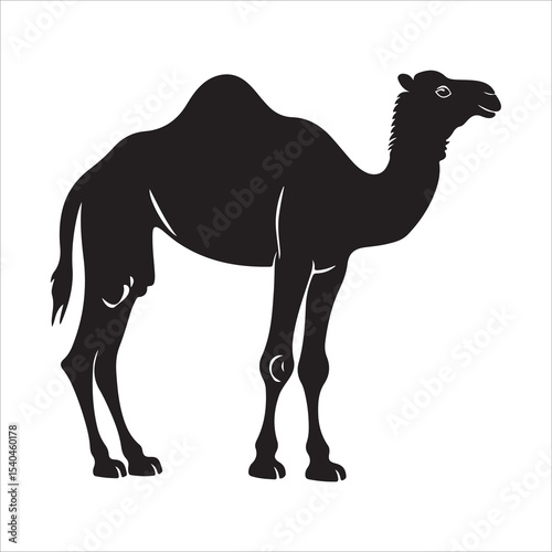 Elegant Camel Silhouette A Minimalist Design, Perfect for Branding or Decoration, Stylish and sophisticated, Camel silhouette illustration featuring positive and negative space in black and white 