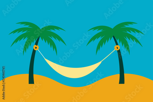 Tropical Paradise Relaxing in a Hammock Between Palm Trees on a Sunny Beach