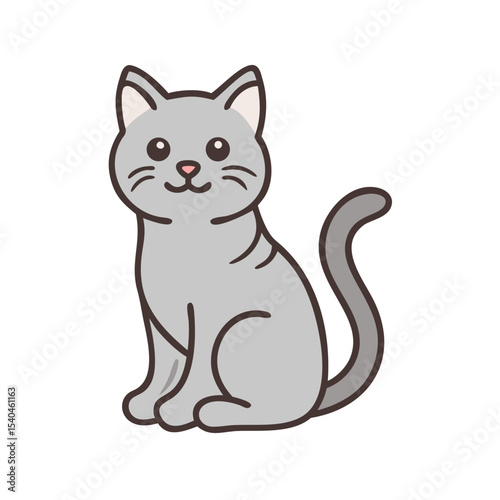 Vector of a sitting cat, symbolizing pets and independence, on a transparent background.