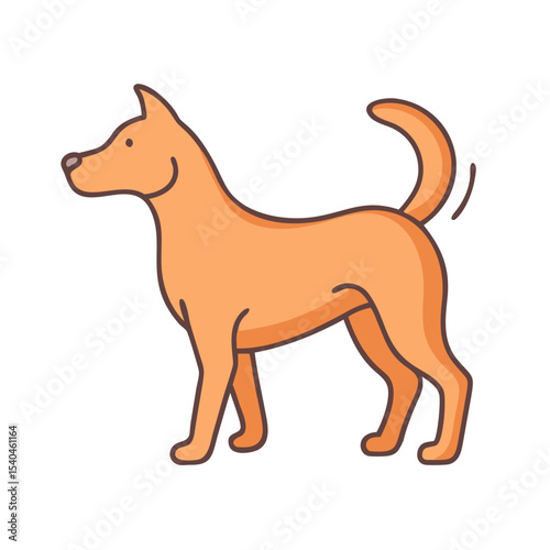 Vector of a standing dog, symbolizing loyalty, companionship, and pets