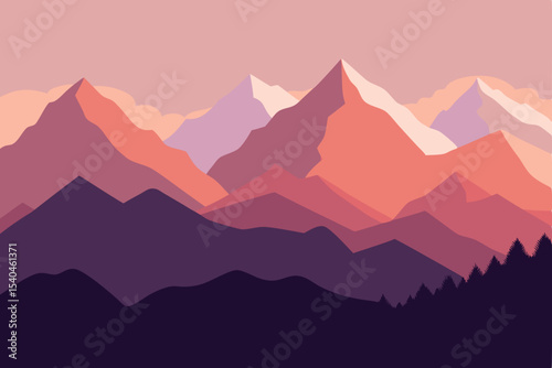 Majestic Mountain Ranges at Sunset A Stunning View of Peaceful Peaks and Serene Landscape